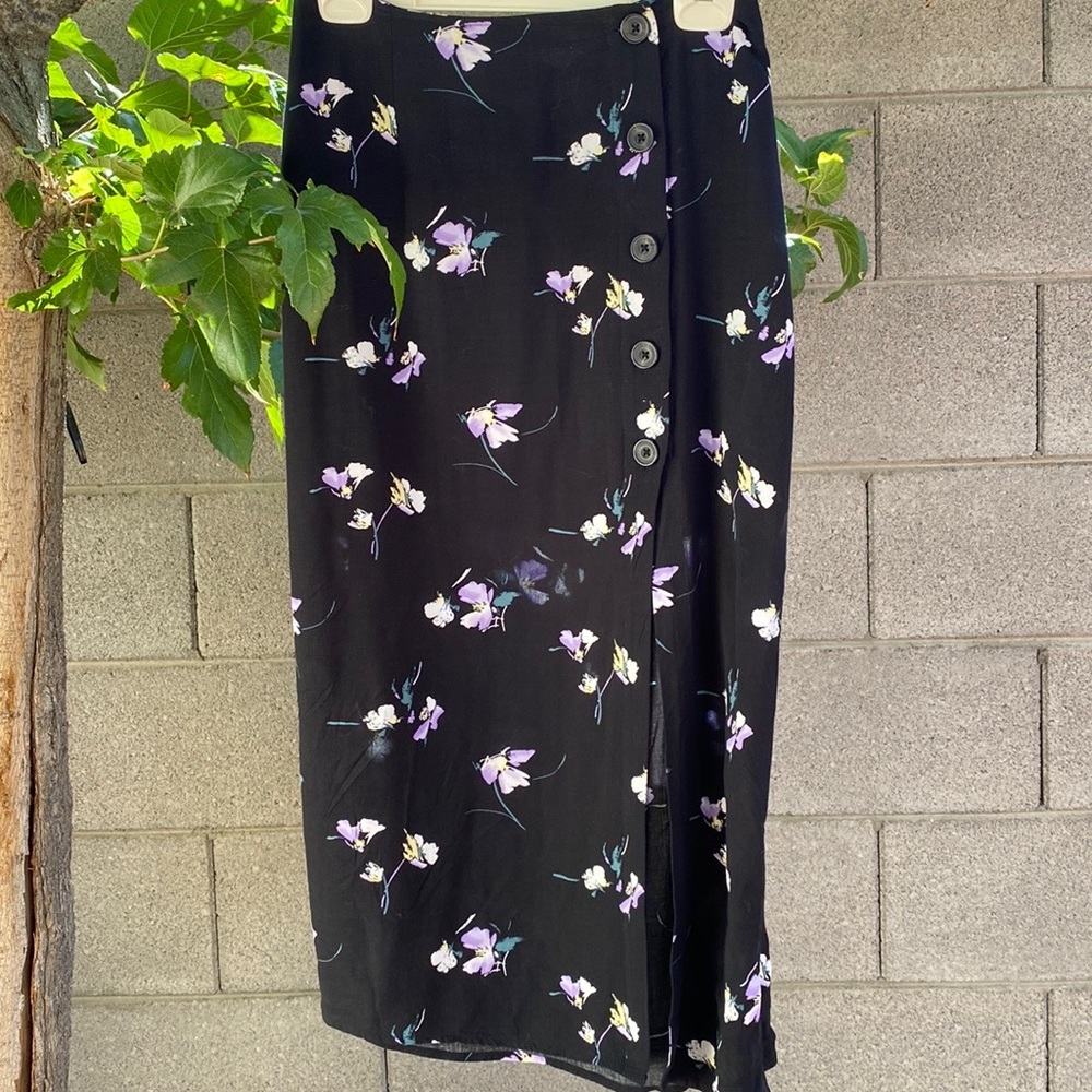 Black Floral Midi Skirt